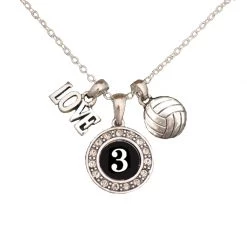 MadSportsStuff Jewelry Girls Volleyball Necklace With Jersey Number (Available In 39 Numbers)