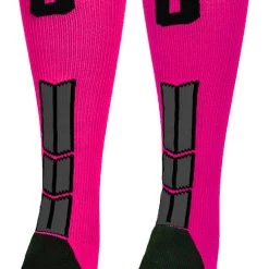 MadSportsStuff Baseball Socks Neon Pink And Black Player ID Custom Number Over The Calf Socks For Softball Baseball Football Boys And Girls