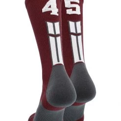 MadSportsStuff Maroon Player ID Custom Number Crew Socks For Basketball Lacrosse Volleyball Boys And Girls Volleyball Socks