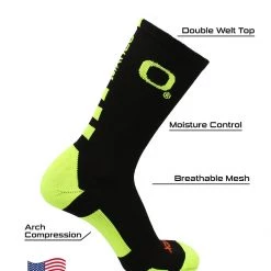 TCK All Schools NCAA Oregon Ducks Socks Baseline Crew