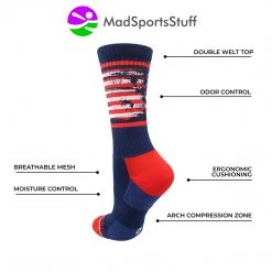 MadSportsStuff Distressed USA Flag Patriotic Athletic Crew Socks Basketball Socks