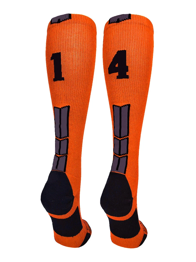MadSportsStuff Orange And Black Player ID Custom Number Over The Calf Socks For Softball Baseball Football Boys And Girls 65 MadSportsStuff Orange And Black Player ID Custom Number Over The Calf Socks For Softball Baseball Football Boys And Girls