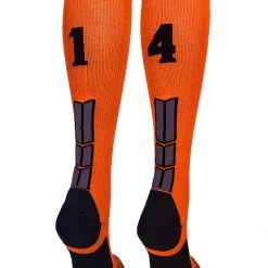 MadSportsStuff Softball Socks Orange And Black Player ID Custom Number Over The Calf Socks For Softball Baseball Football Boys And Girls 170 MadSportsStuff Softball Socks Orange And Black Player ID Custom Number Over The Calf Socks For Softball Baseball Football Boys And Girls