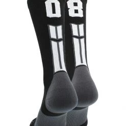 MadSportsStuff Black Player ID Custom Number Crew Socks For Basketball Lacrosse Volleyball Boys And Girls Volleyball Socks