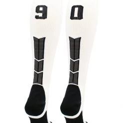 MadSportsStuff White Player ID Custom Number Over The Calf Socks For Softball Baseball Football Boys And Girls