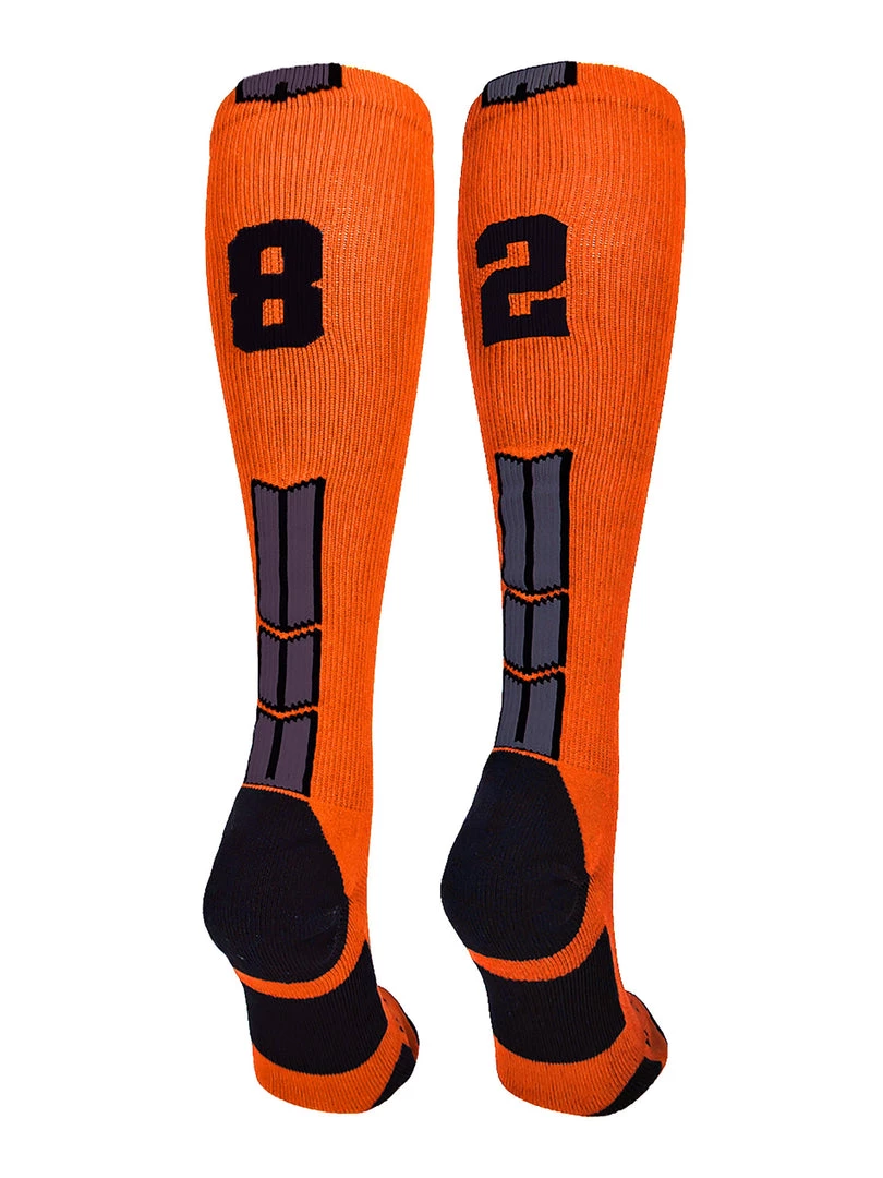 MadSportsStuff Softball Socks Orange And Black Player ID Custom Number Over The Calf Socks For Softball Baseball Football Boys And Girls 48 MadSportsStuff Softball Socks Orange And Black Player ID Custom Number Over The Calf Socks For Softball Baseball Football Boys And Girls