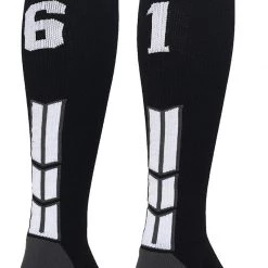 MadSportsStuff Black Player ID Custom Number Over The Calf Socks For Softball Baseball Football Boys And Girls