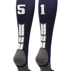 MadSportsStuff Navy Player ID Custom Number Over The Calf Socks For Softball Baseball Football Boys And Girls Softball Socks