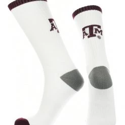 TCK Texas A&M Aggies Socks Basic Crew White Socks