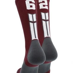MadSportsStuff Maroon Player ID Custom Number Crew Socks For Basketball Lacrosse Volleyball Boys And Girls