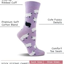 WHD Black Sheep Socks For Women With Fuzzy Sheep - Sheep Lovers Gift - 2-Pack Crazy Socks - Crew