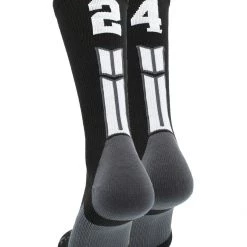MadSportsStuff Black Player ID Custom Number Crew Socks For Basketball Lacrosse Volleyball Boys And Girls
