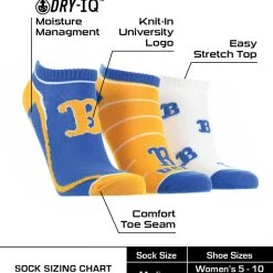 TCK UCLA Bruins No Show Socks Full Field 3 Pack