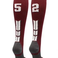 MadSportsStuff Maroon Player ID Custom Number Over The Calf Socks For Softball Baseball Football Boys And Girls Softball Socks