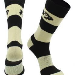 TCK All Schools CU Boulder Buffs Socks Game Day Striped Crew Socks Colorado Buffaloes