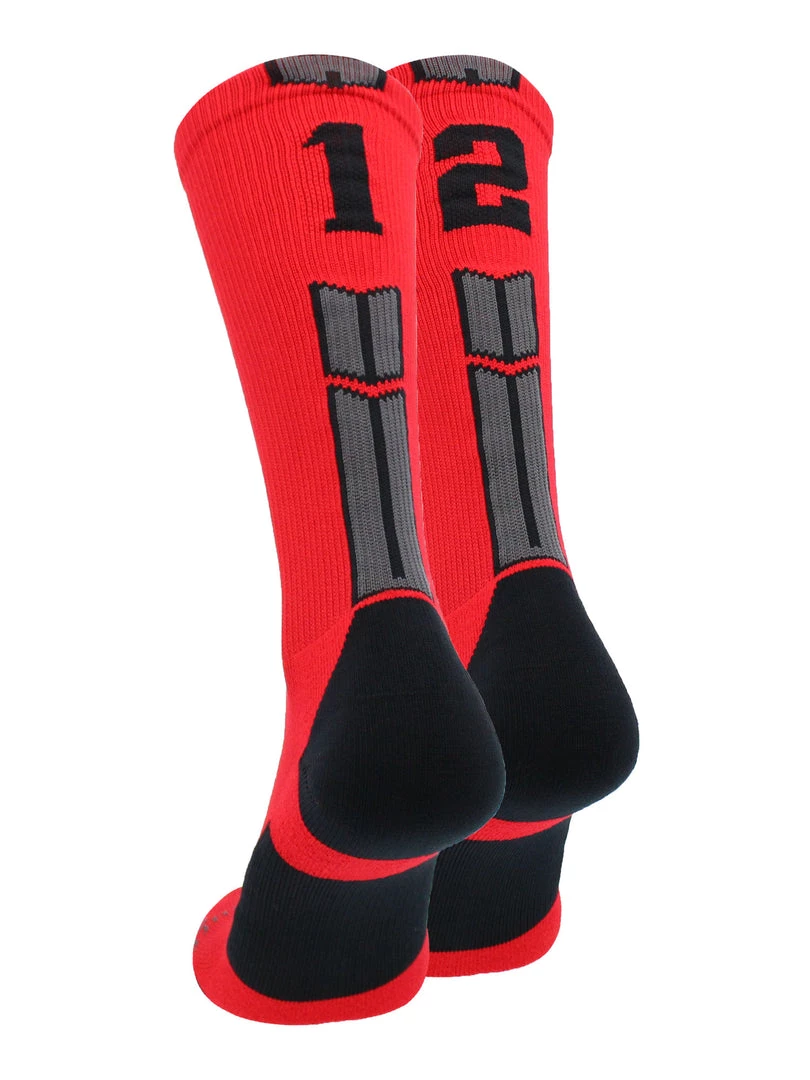 MadSportsStuff Red And Black Player ID Custom Number Crew Socks For Basketball Lacrosse Volleyball Boys And Girls 66 MadSportsStuff Red And Black Player ID Custom Number Crew Socks For Basketball Lacrosse Volleyball Boys And Girls