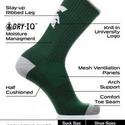 TCK Michigan State Spartans Socks Campus Legend Crew Length