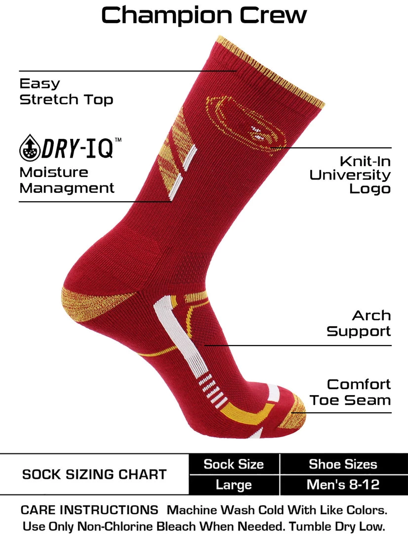 TCK Iowa State Cyclones Socks Iowa State University Cyclones Champion Crew Socks 3 TCK Iowa State Cyclones Socks Iowa State University Cyclones Champion Crew Socks
