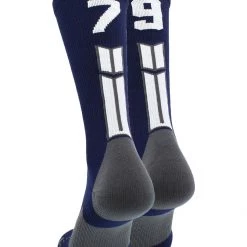 MadSportsStuff Navy Player ID Custom Number Crew Socks For Basketball Lacrosse Volleyball Boys And Girls
