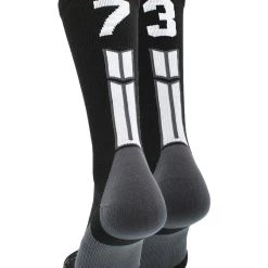 MadSportsStuff Black Player ID Custom Number Crew Socks For Basketball Lacrosse Volleyball Boys And Girls Volleyball Socks