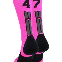 MadSportsStuff Neon Pink And Black Player ID Custom Number Crew Socks For Basketball Lacrosse Volleyball Boys And Girls 186 MadSportsStuff Neon Pink And Black Player ID Custom Number Crew Socks For Basketball Lacrosse Volleyball Boys And Girls
