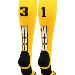 MadSportsStuff Softball Socks Gold Player ID Custom Number Over The Calf Socks For Softball Baseball Football Boys And Girls 202 MadSportsStuff Softball Socks Gold Player ID Custom Number Over The Calf Socks For Softball Baseball Football Boys And Girls