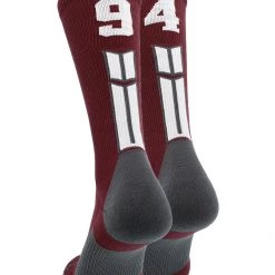 MadSportsStuff Maroon Player ID Custom Number Crew Socks For Basketball Lacrosse Volleyball Boys And Girls