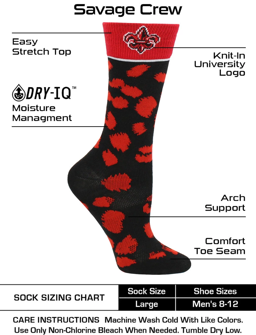 TCK All Schools Louisiana Lafayette Ragin' Cajuns Socks Womens Savage Crew Socks 3 TCK All Schools Louisiana Lafayette Ragin' Cajuns Socks Womens Savage Crew Socks