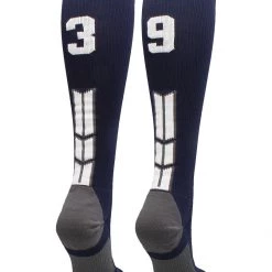 MadSportsStuff Navy Player ID Custom Number Over The Calf Socks For Softball Baseball Football Boys And Girls Softball Socks