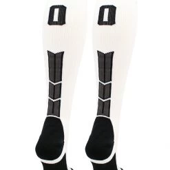 MadSportsStuff White Player ID Custom Number Over The Calf Socks For Softball Baseball Football Boys And Girls