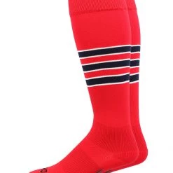 MadSportsStuff Dugout 3 Stripe Baseball Socks Over The Calf Length (Multiple Colors)
