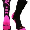 TCK Volleyball Socks Baseline Breast Cancer Awareness Athletic Crew Socks (Kids And Adult Sizes)