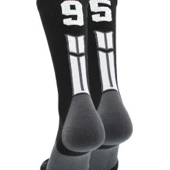 MadSportsStuff Black Player ID Custom Number Crew Socks For Basketball Lacrosse Volleyball Boys And Girls Volleyball Socks
