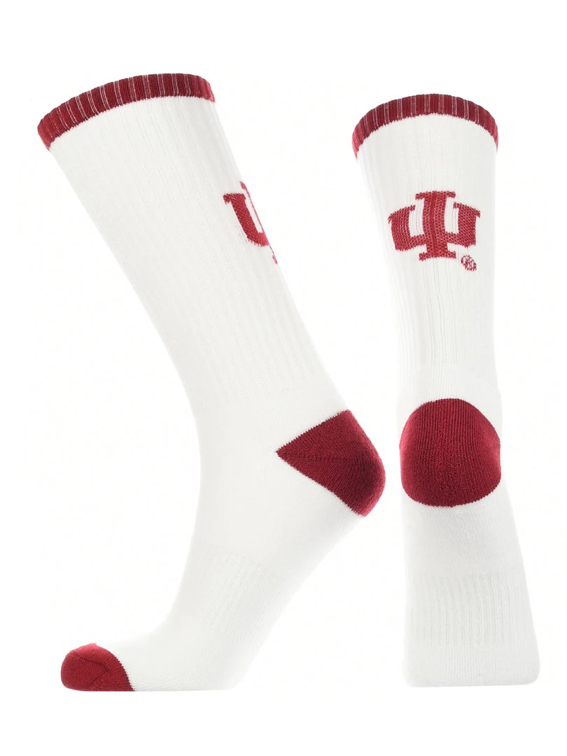 TCK All Schools Indiana Hoosiers Socks Basic Crew White Socks 2 TCK All Schools Indiana Hoosiers Socks Basic Crew White Socks