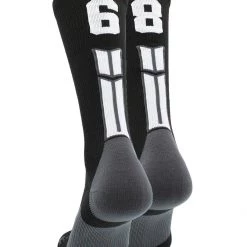 MadSportsStuff Black Player ID Custom Number Crew Socks For Basketball Lacrosse Volleyball Boys And Girls Volleyball Socks