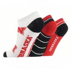 TCK All Schools Nebraska Cornhuskers No Show Socks Full Field 3 Pack