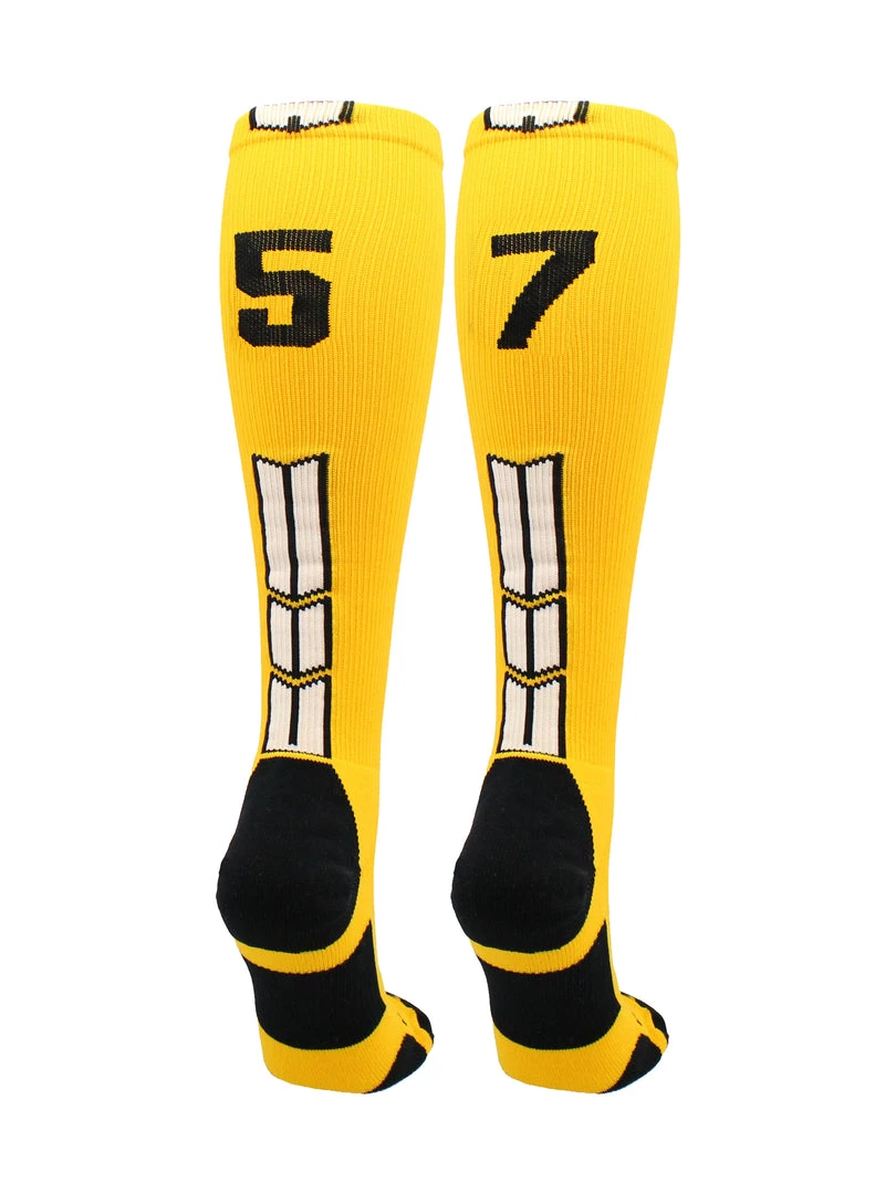 MadSportsStuff Softball Socks Gold Player ID Custom Number Over The Calf Socks For Softball Baseball Football Boys And Girls 22 MadSportsStuff Softball Socks Gold Player ID Custom Number Over The Calf Socks For Softball Baseball Football Boys And Girls