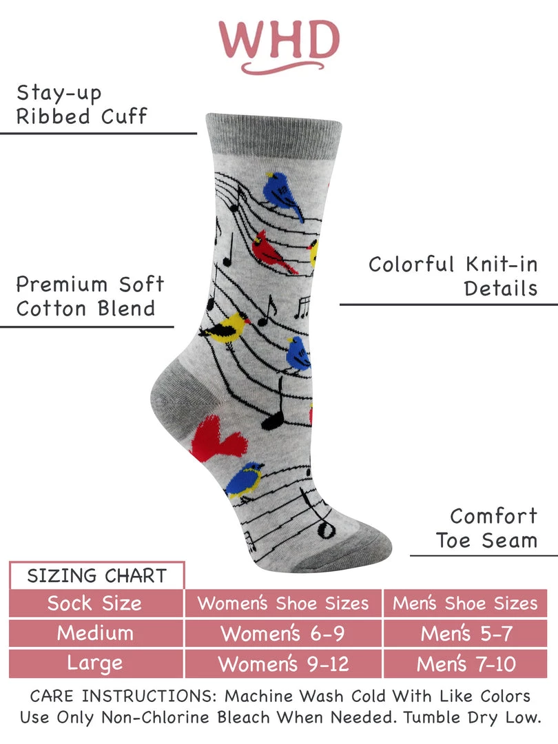 WHD Bird Song Socks For Women Gift For Bird Lovers Crazy Socks - Crew 3 WHD Bird Song Socks For Women Gift For Bird Lovers Crazy Socks - Crew