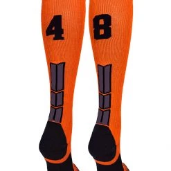 MadSportsStuff Softball Socks Orange And Black Player ID Custom Number Over The Calf Socks For Softball Baseball Football Boys And Girls 162 MadSportsStuff Softball Socks Orange And Black Player ID Custom Number Over The Calf Socks For Softball Baseball Football Boys And Girls