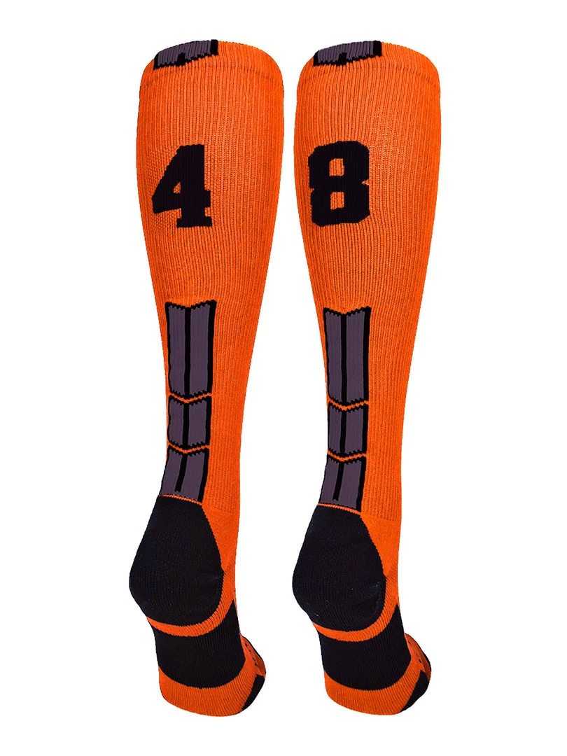 MadSportsStuff Softball Socks Orange And Black Player ID Custom Number Over The Calf Socks For Softball Baseball Football Boys And Girls 57 MadSportsStuff Softball Socks Orange And Black Player ID Custom Number Over The Calf Socks For Softball Baseball Football Boys And Girls