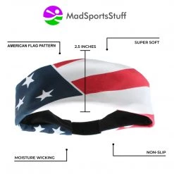 MadSportsStuff Patriotic USA American Flag Headband With Stars And Stripes