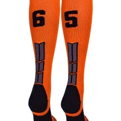 MadSportsStuff Orange And Black Player ID Custom Number Over The Calf Socks For Softball Baseball Football Boys And Girls 120 MadSportsStuff Orange And Black Player ID Custom Number Over The Calf Socks For Softball Baseball Football Boys And Girls