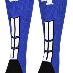 MadSportsStuff Royal Player ID Custom Number Over The Calf Socks For Softball Baseball Football Boys And Girls