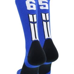 MadSportsStuff Royal Player ID Custom Number Crew Socks For Basketball Lacrosse Volleyball Boys And Girls