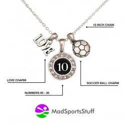 MadSportsStuff Girls Soccer Necklace With Jersey Number (Available In 39 Numbers)