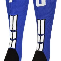 MadSportsStuff Royal Player ID Custom Number Over The Calf Socks For Softball Baseball Football Boys And Girls