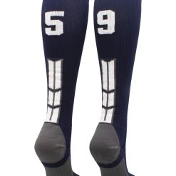 MadSportsStuff Navy Player ID Custom Number Over The Calf Socks For Softball Baseball Football Boys And Girls
