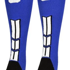 MadSportsStuff Royal Player ID Custom Number Over The Calf Socks For Softball Baseball Football Boys And Girls
