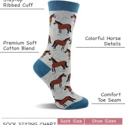 WHD Horse Socks For Women - Horse Lovers Gift - Equestrian Riding Socks - 2-Pack Crazy Socks - Crew