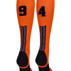 MadSportsStuff Softball Socks Orange And Black Player ID Custom Number Over The Calf Socks For Softball Baseball Football Boys And Girls 141 MadSportsStuff Softball Socks Orange And Black Player ID Custom Number Over The Calf Socks For Softball Baseball Football Boys And Girls